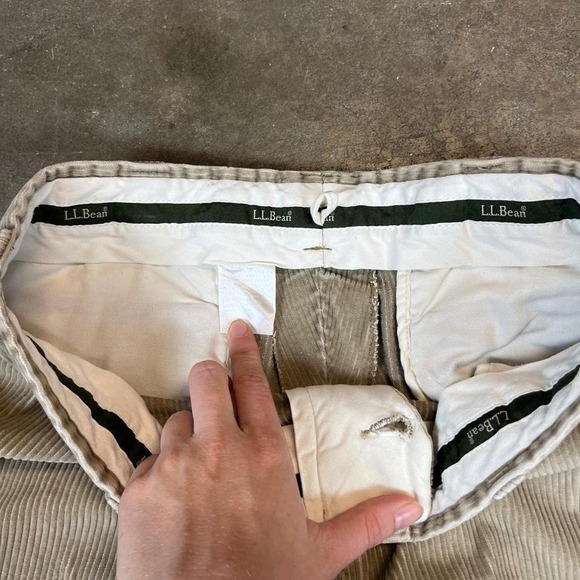 Vintage 90s Tan and cream LLBean corduroy pants Size men's medium - Picture 2 of 6